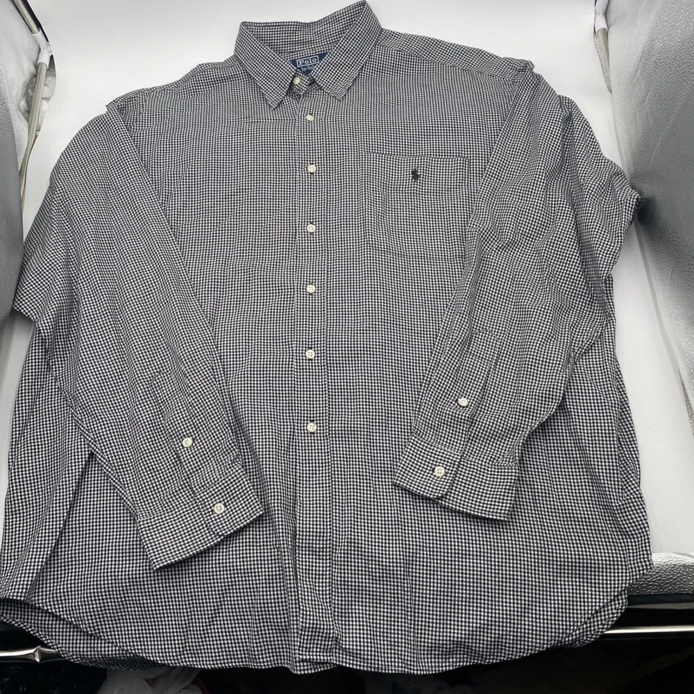 Polo Ralph Lauren Lowell Sport Button Down Shirt XXL Black Gingham Cotton Men